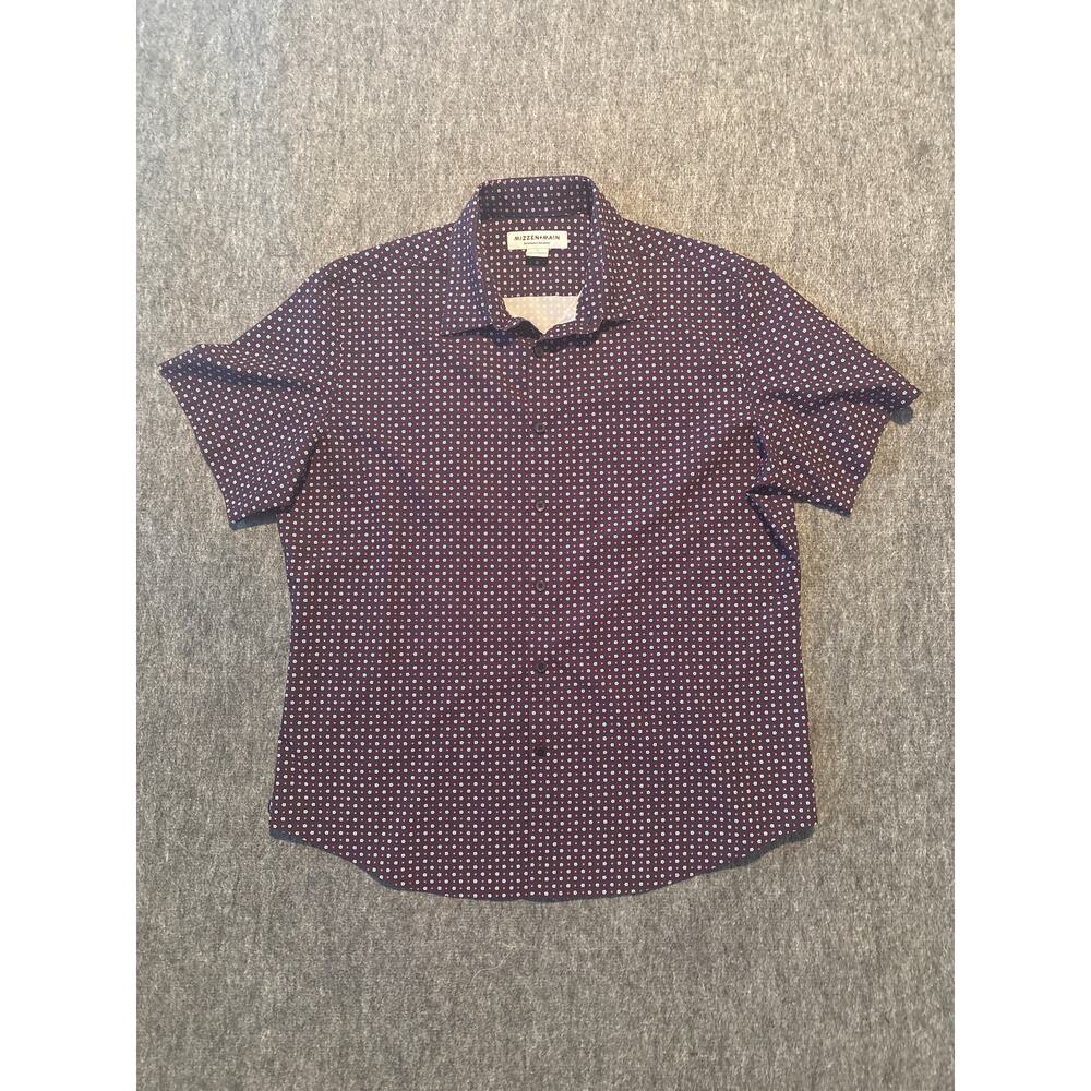 Mizzen + Main Performance Menswear Blue Repeating Pattern Men’s Medium Shirt‎